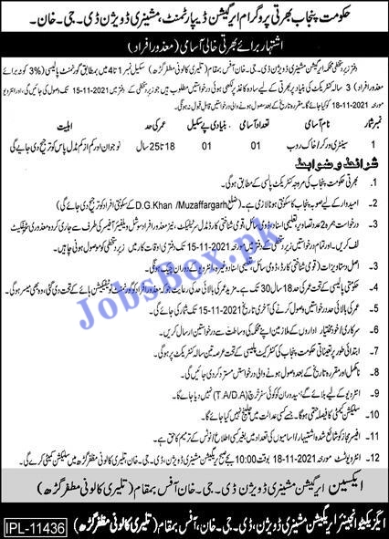 Irrigation Department Punjab Jobs 2021