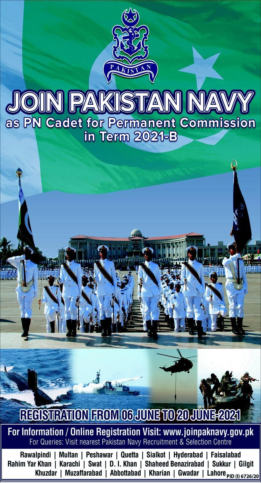 Join Pak Navy Jobs as PN Cadet for Permanent Commission B-2021