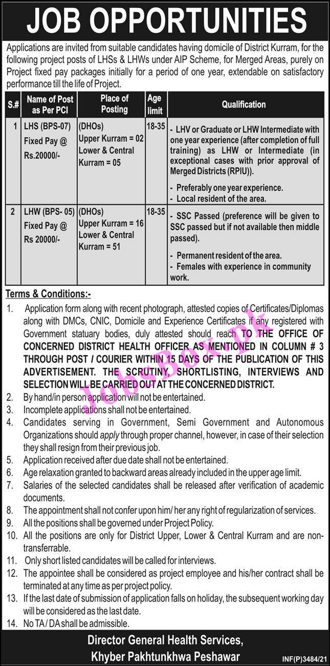Health Department Kurram Jobs 2021 - District Health Officer Office
