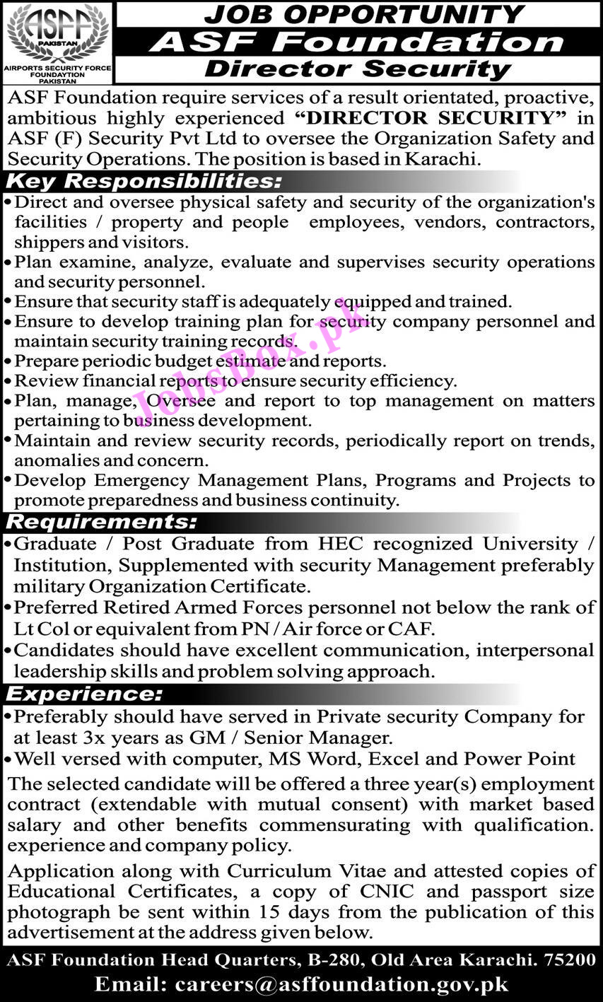 ASF Jobs 2021 in Rawalpindi