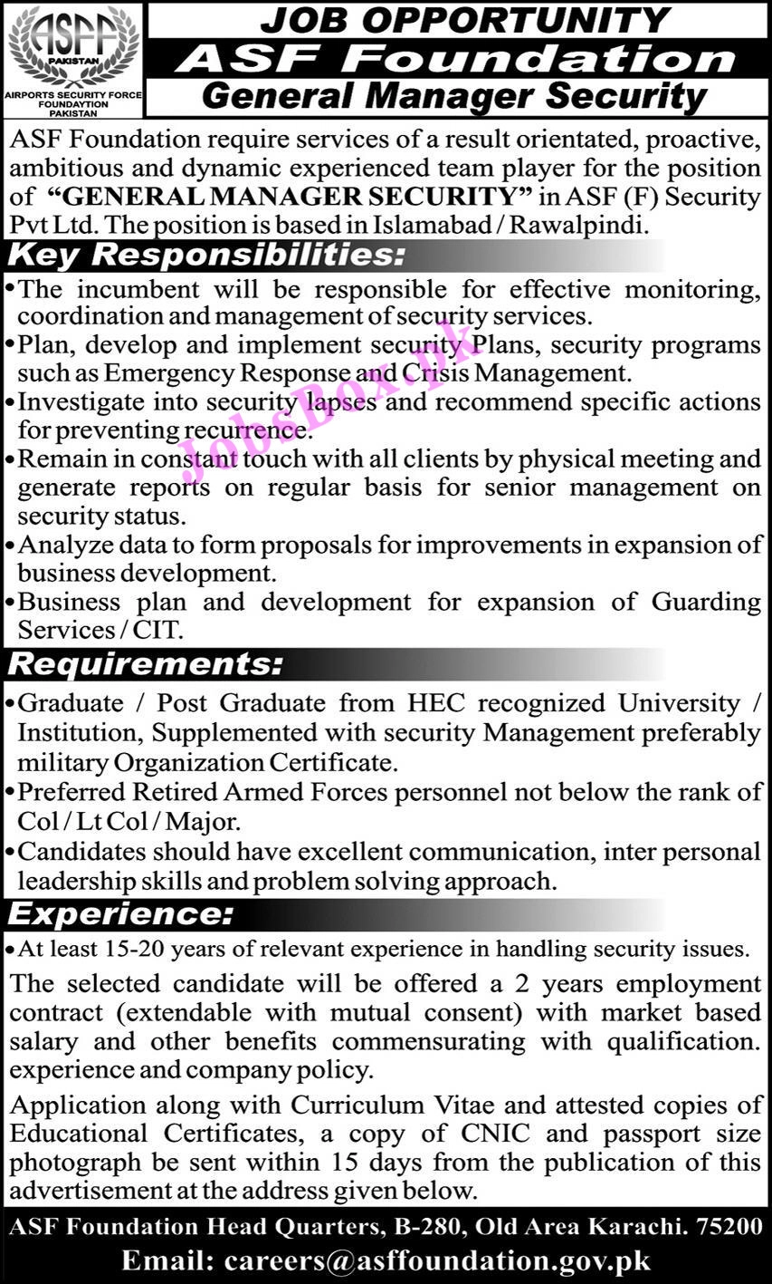 Airports Security Force ASF Foundation Jobs 2021