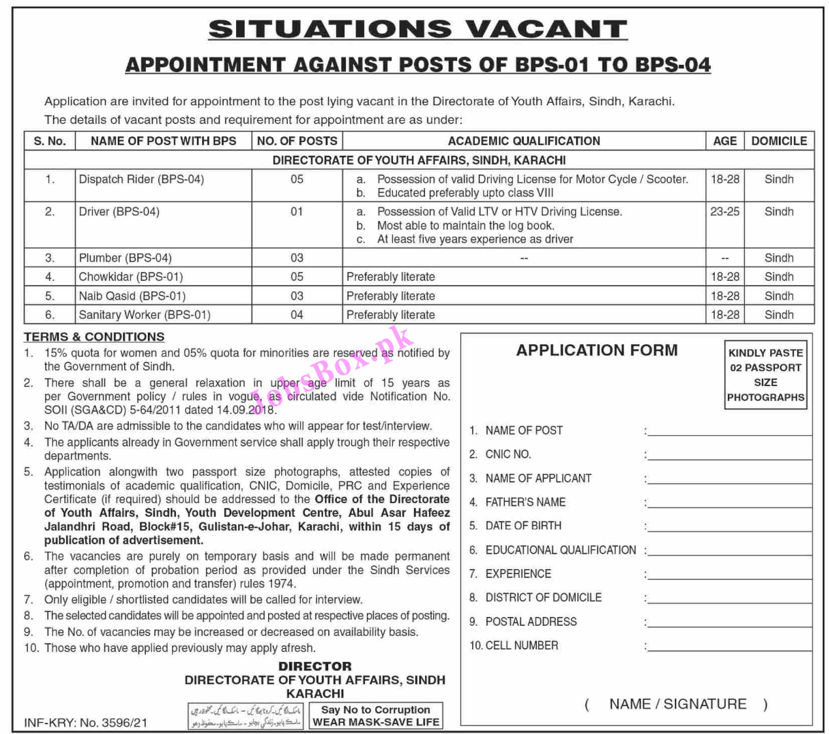 Directorate of Youth Affairs Sindh Jobs 2021