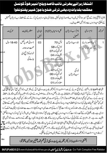 Local Government KPK Jobs in Bajaur for Naib Qasid