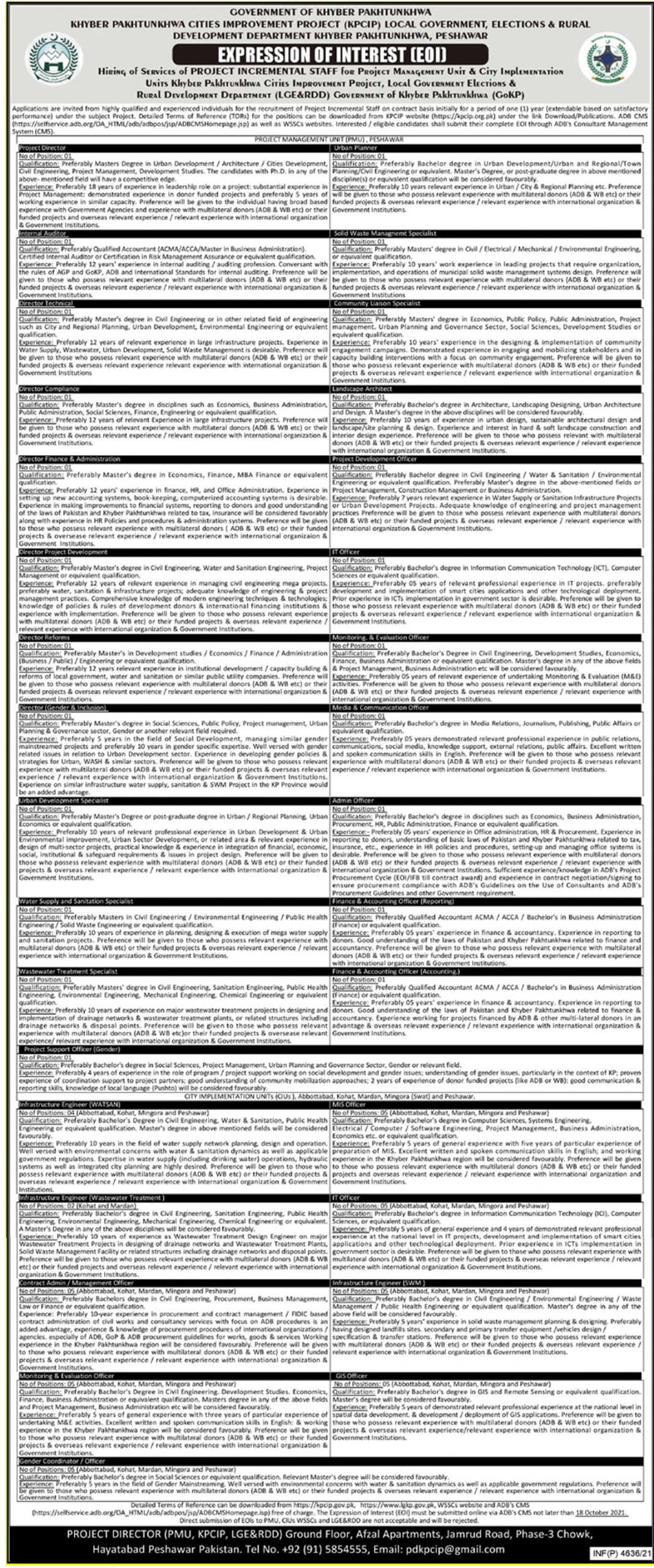 Local Govt and Rural Development Department KPK Jobs