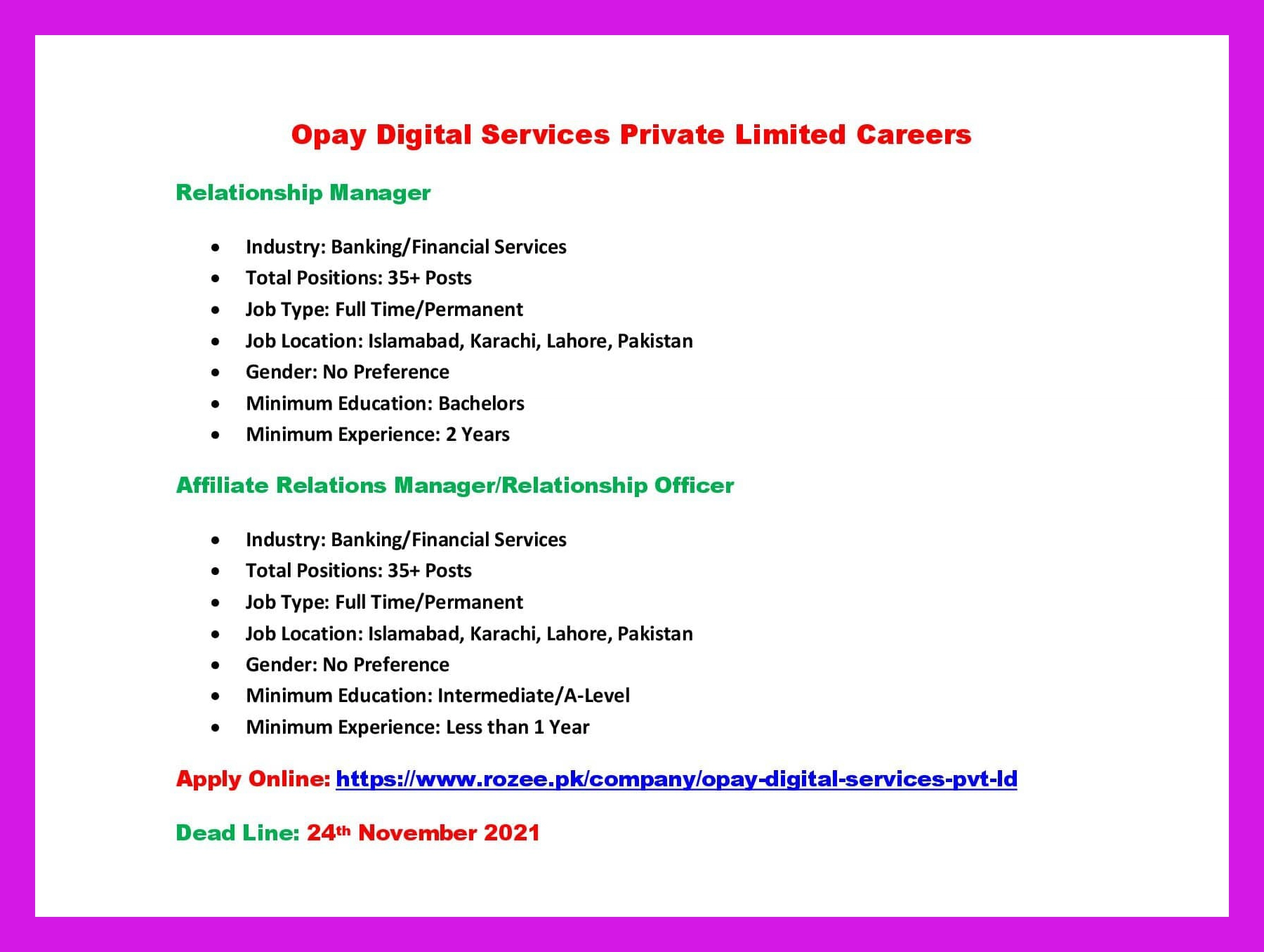 OPay Digital Services Private Limited Jobs 2021 