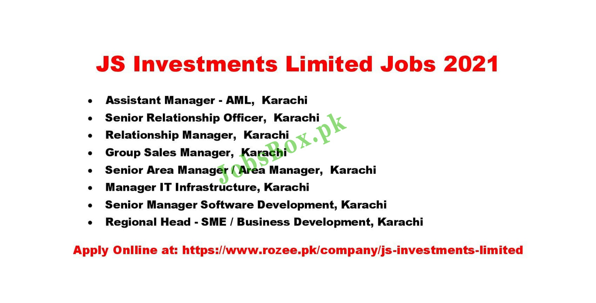 JS Investments Limited Jobs 2021 in Karachi