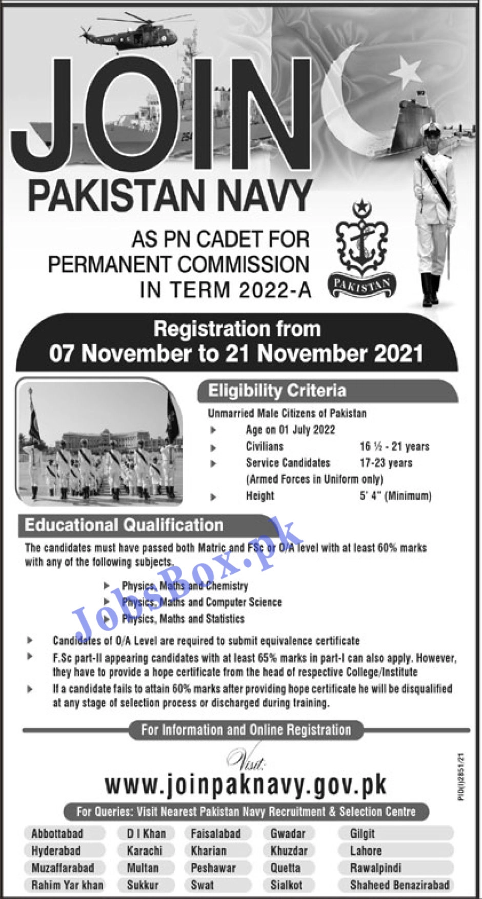 Join Pak Navy as PN Cadet Jobs 2021 - www.joinpaknavy.gov.pk