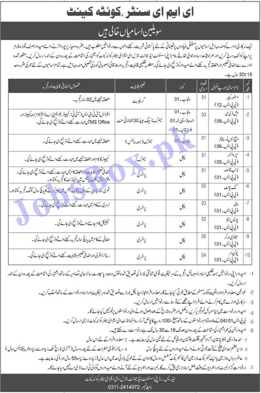 Army EME Center Quetta Jobs 2021 for Pakistani Nationals