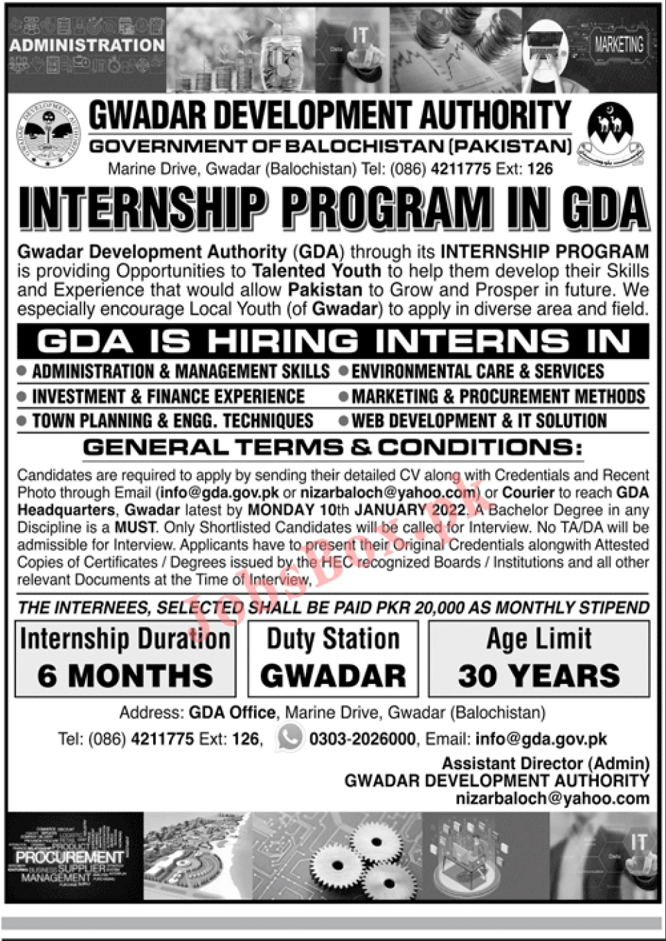 Gwadar Development Authority GDA Internship Program 2022
