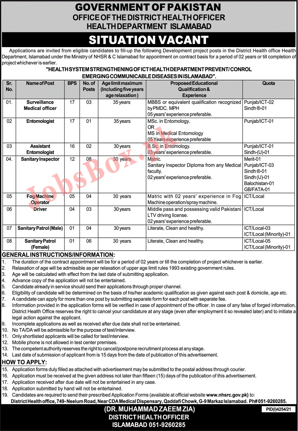 Health Department Islamabad Jobs 2022