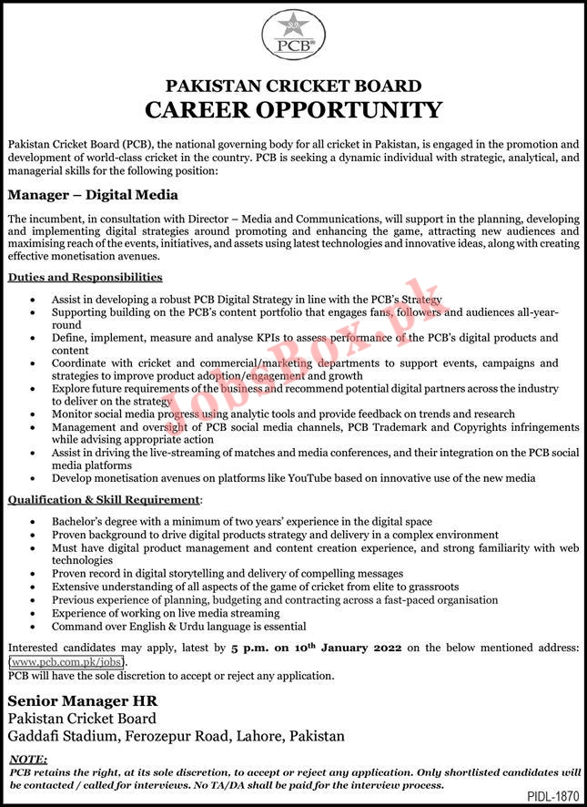 PCB Jobs 2022 for Managers