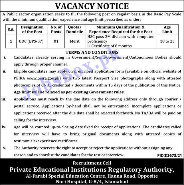 Private Educational Institutions Regulatory Authority Jobs 2021