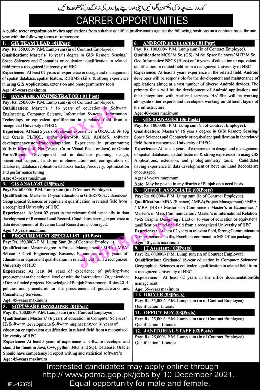 Provincial Disaster Management Authority PDMA Jobs 2021