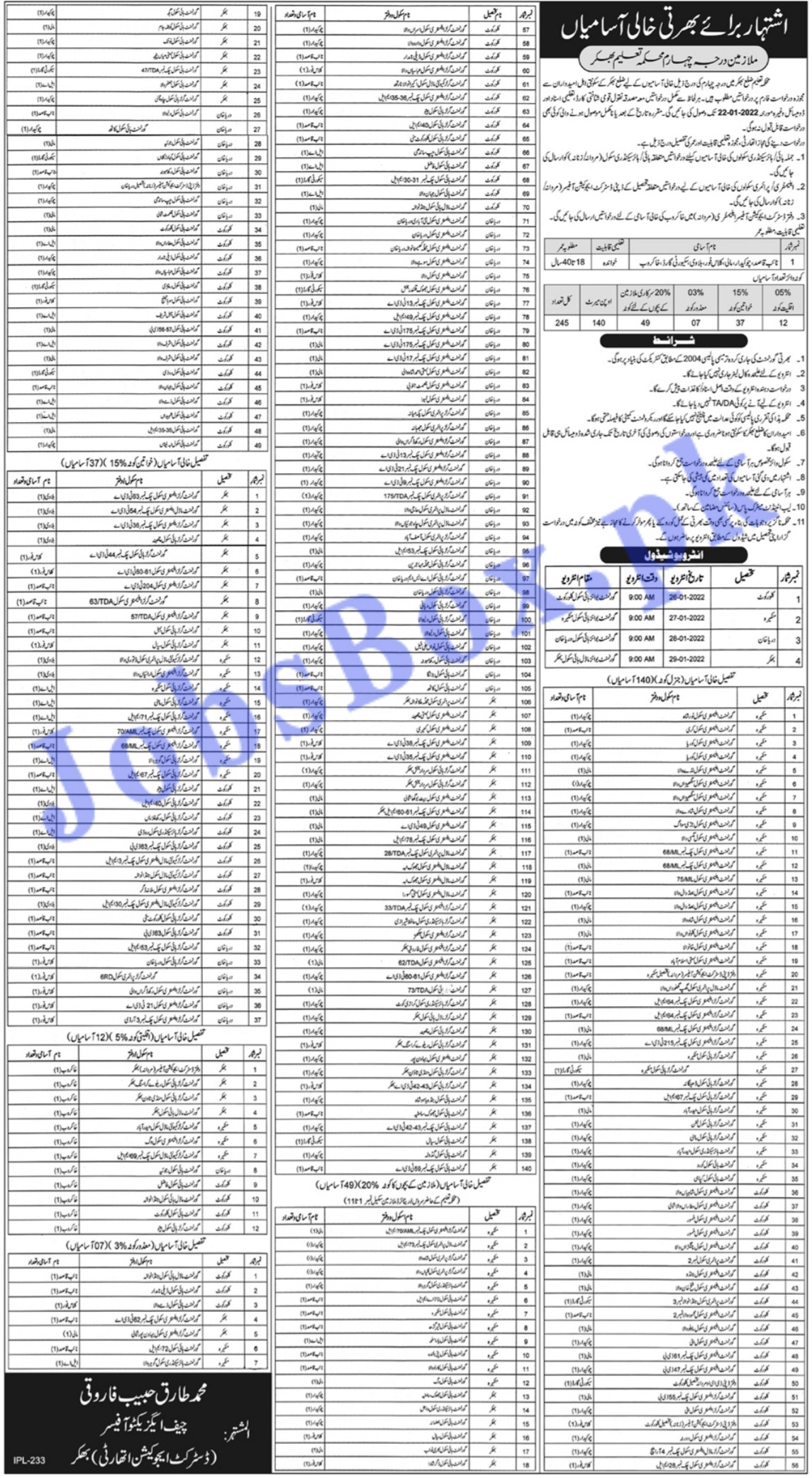 District Education Authority Bhakkar Class IV Jobs 2022