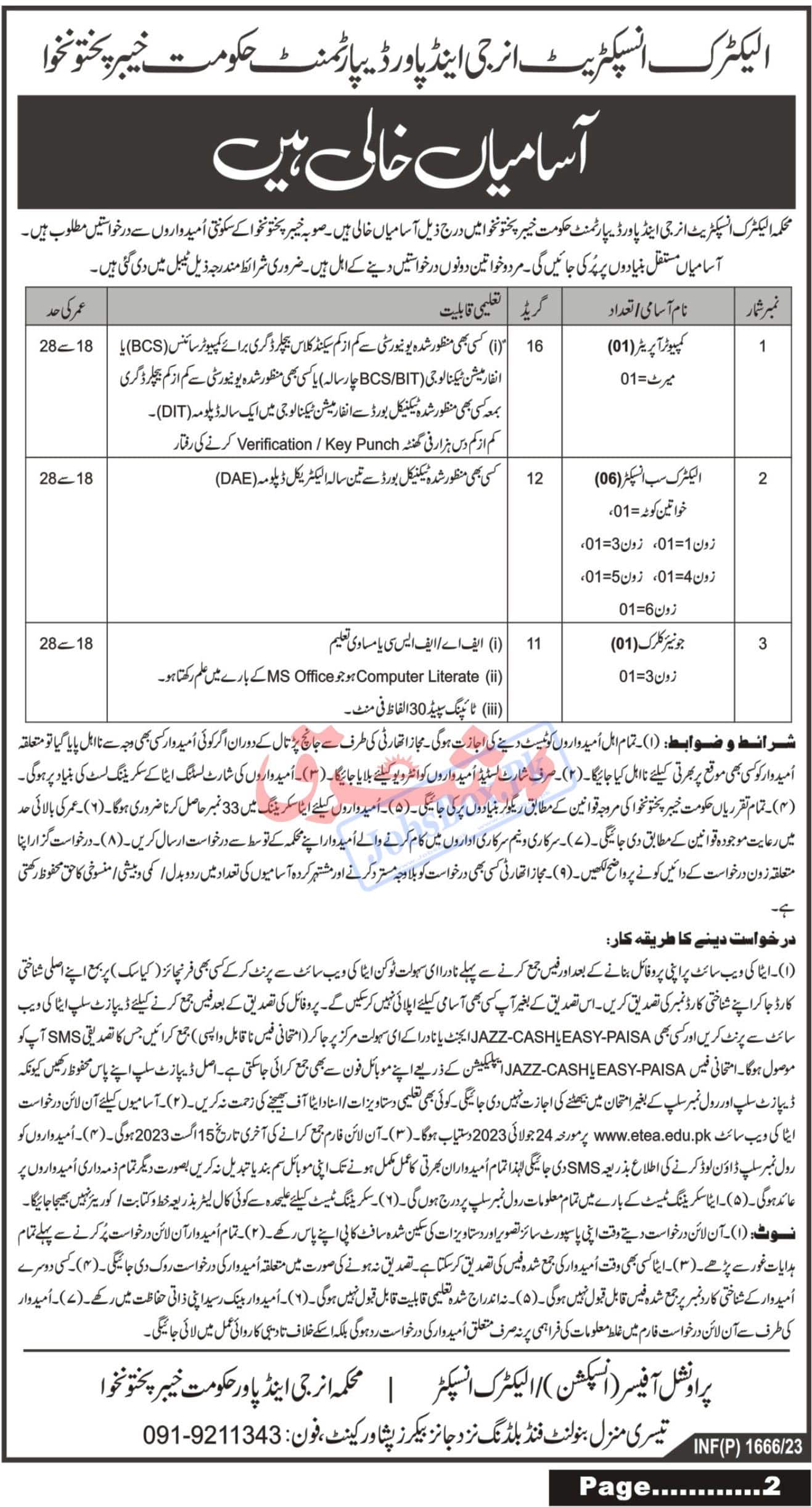 Energy and Power Department KPK Jobs 2023