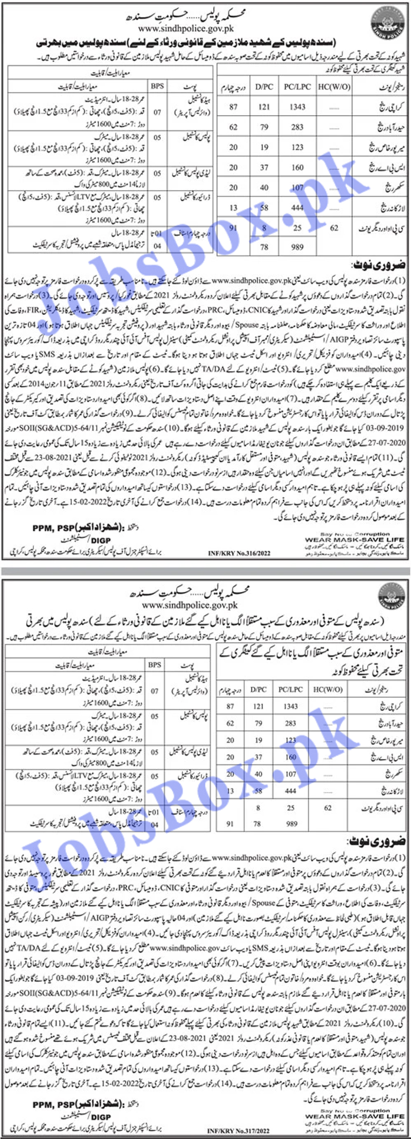 Sindh Police Jobs 2022 Download Application Form