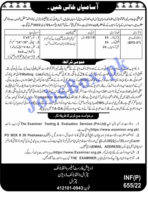 Wildlife Division Chitral Jobs 2022 Download Application Form 
