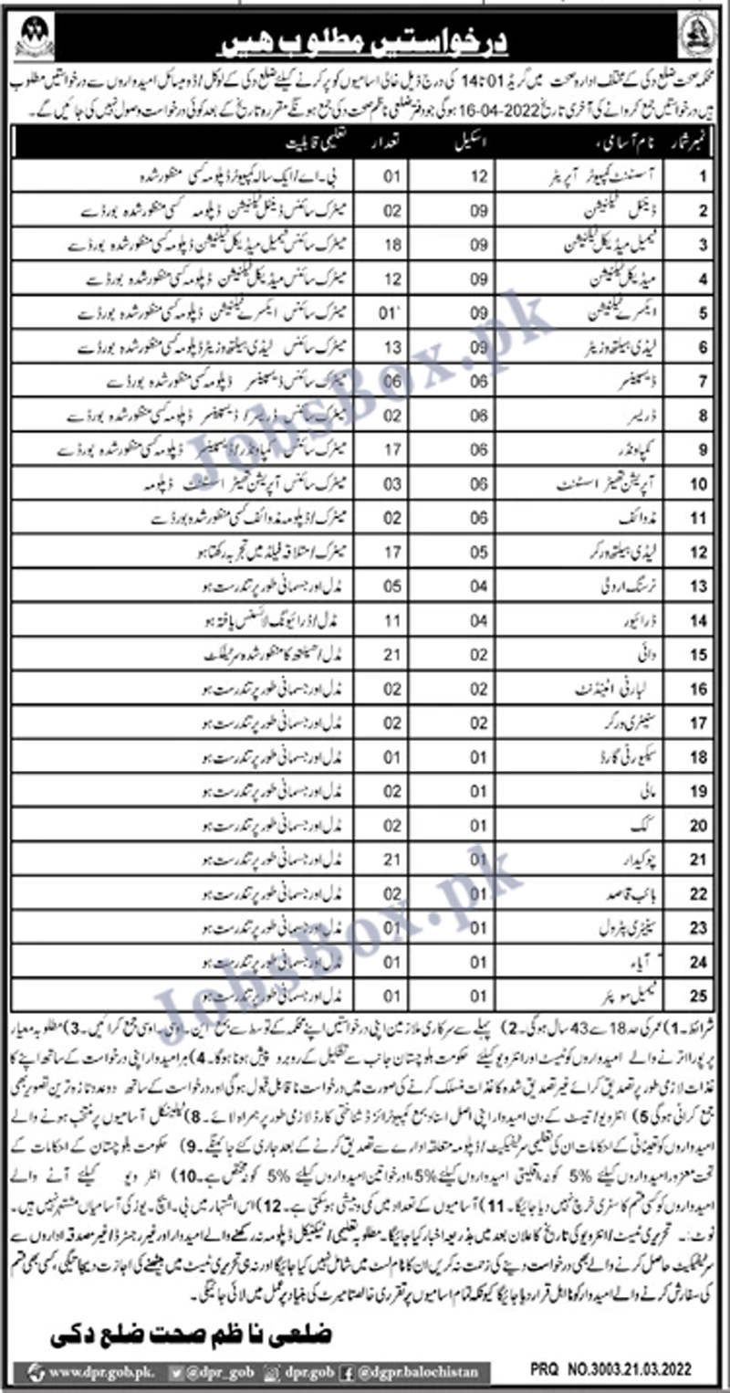 District Health Department Duki Jobs 2022