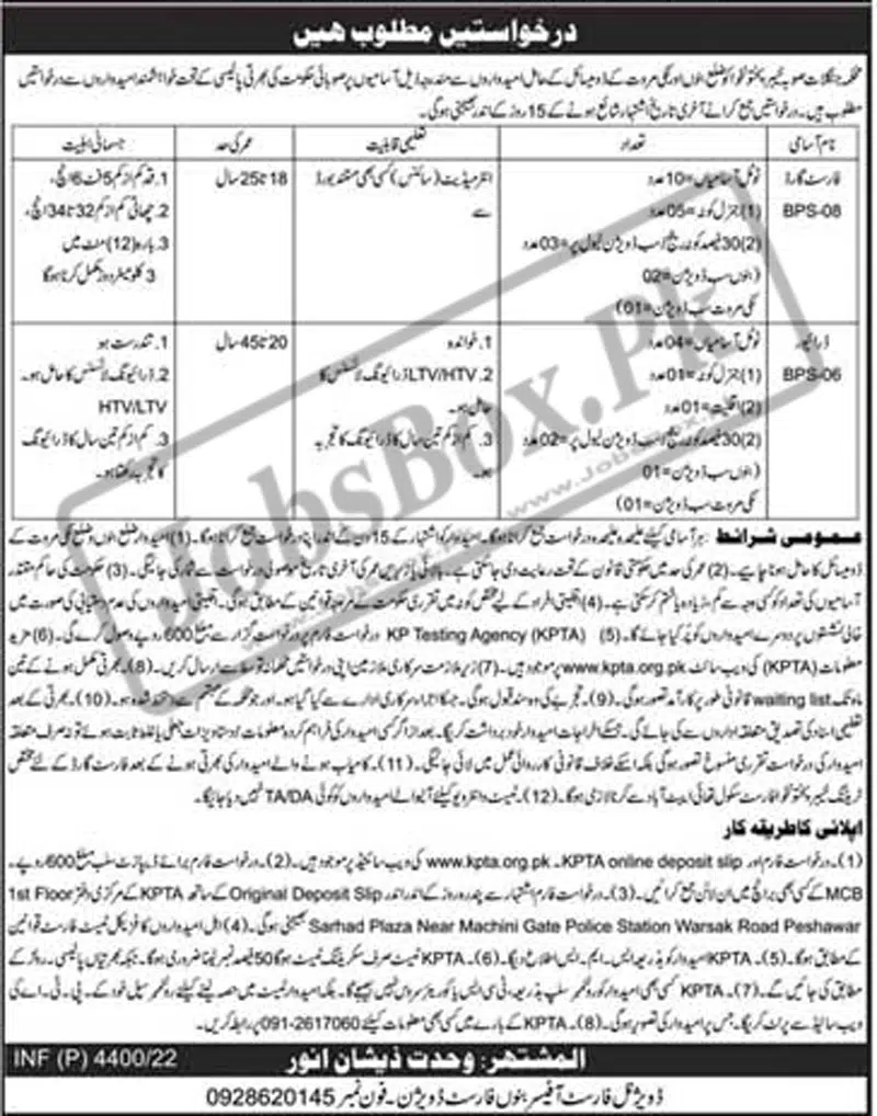 Bannu Forest Division Jobs 2022  Application Procedure