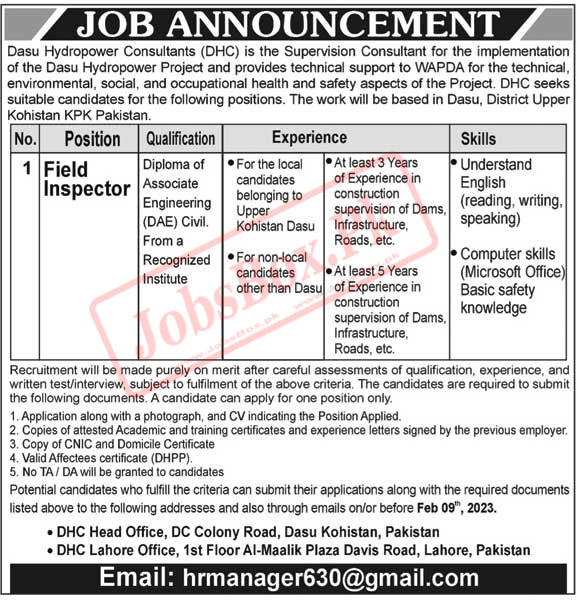 Dasu Hydropower Consultants Jobs 2023