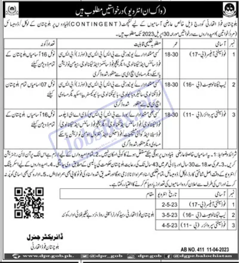 Balochistan Food Authority Jobs 2023 for Males and Females