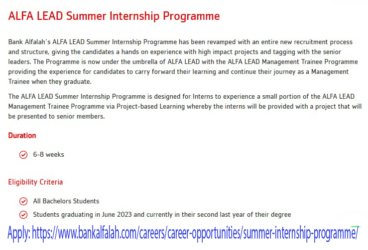 Bank Alfalah Internship Program 2022 - Fill Online Form