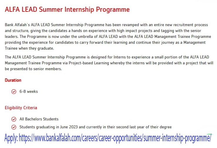 Bank Alfalah Internship Program 2022 - Fill Online Form
