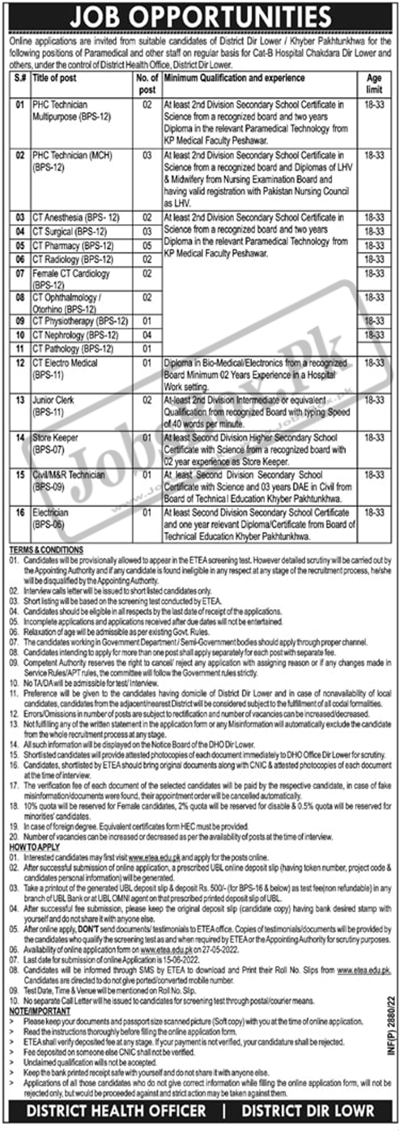 District Health Authority Dir Lower Jobs 2022 