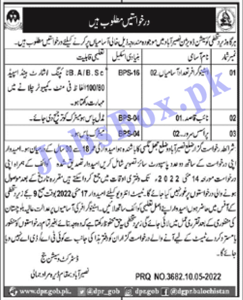 District and Session Courts Naseerabad Jobs 2022 Application Form