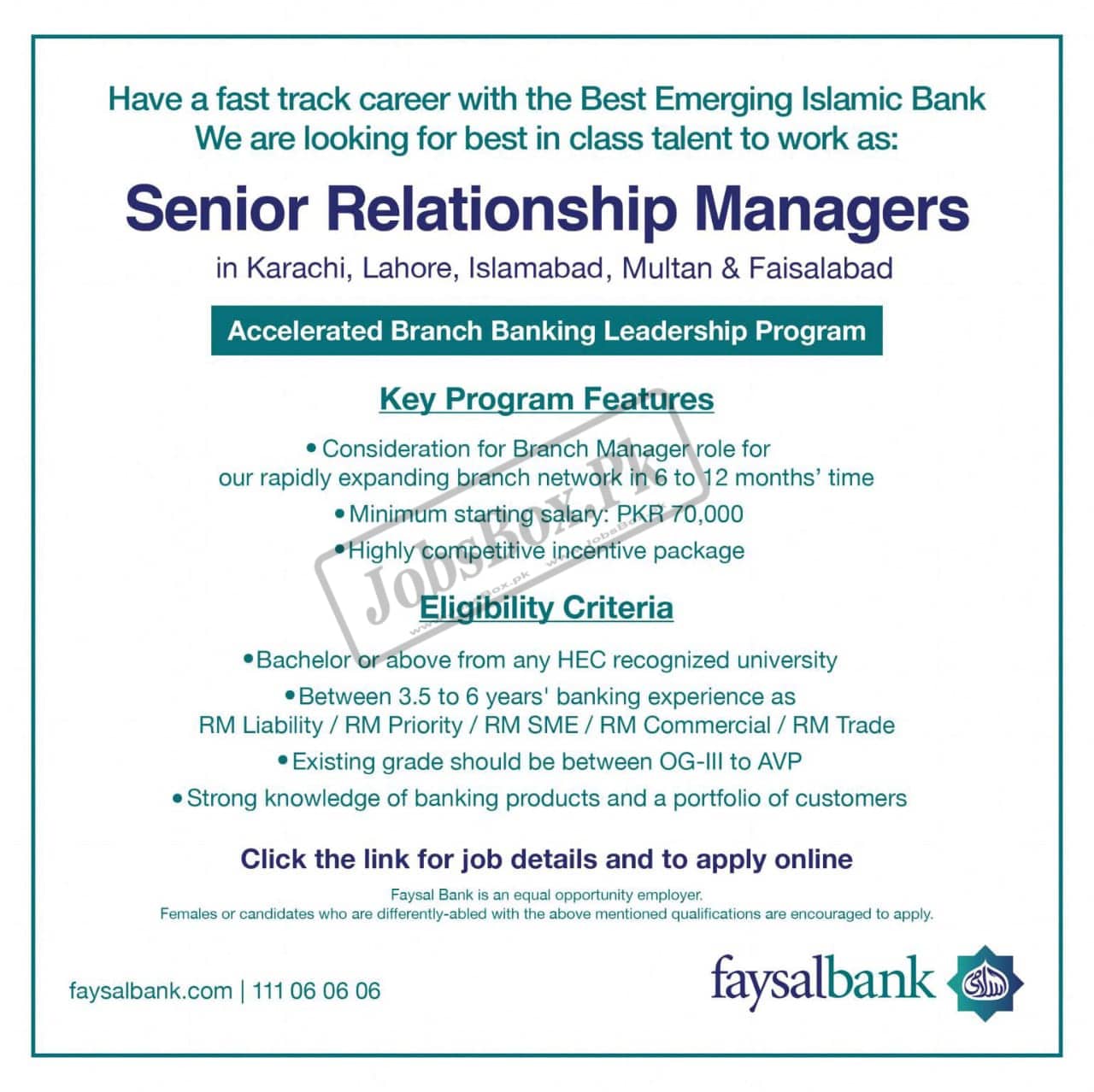 Faysal Bank Jobs 2022 for Senior Relationship Managers Recruitment
