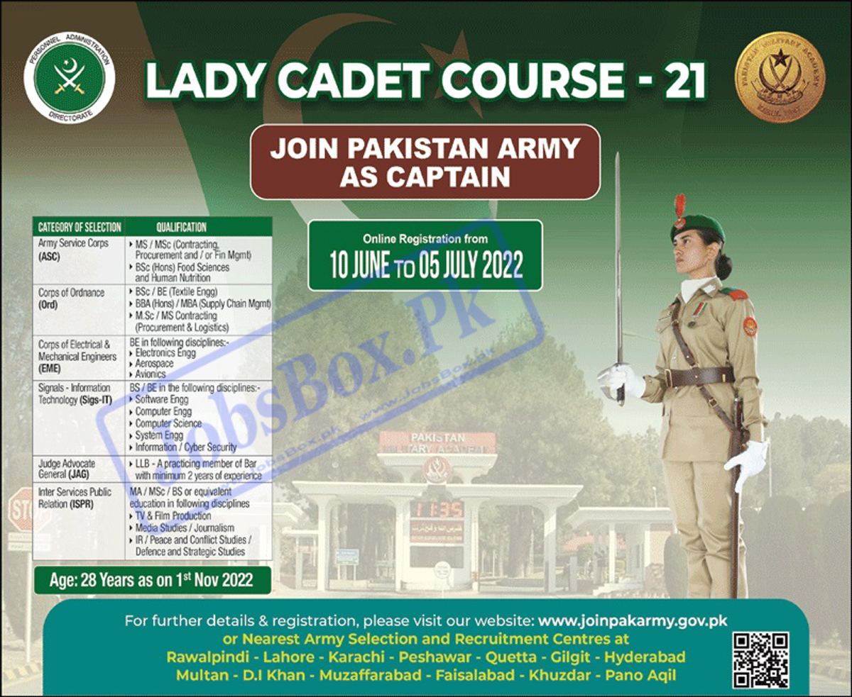 Join Pak Army as Captain Jobs 2022 LCC 21