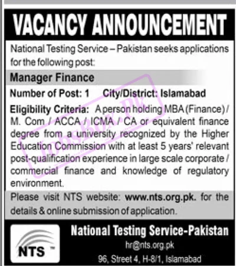 National Testing Services NTS Jobs 2022 Fill Online Form Today
