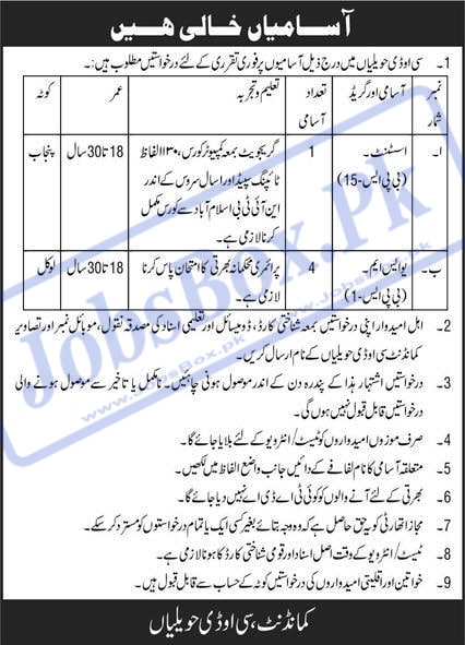 Central Ordnance Depot COD Havelian Jobs 2022 Latest