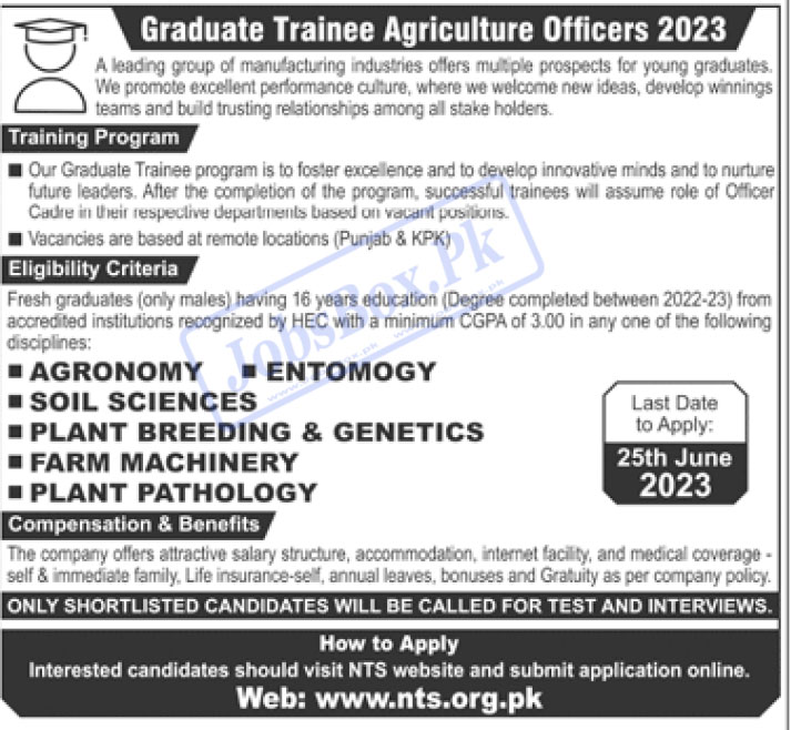 Graduate Trainee Agriculture Officers Jobs 2023 NTS Apply