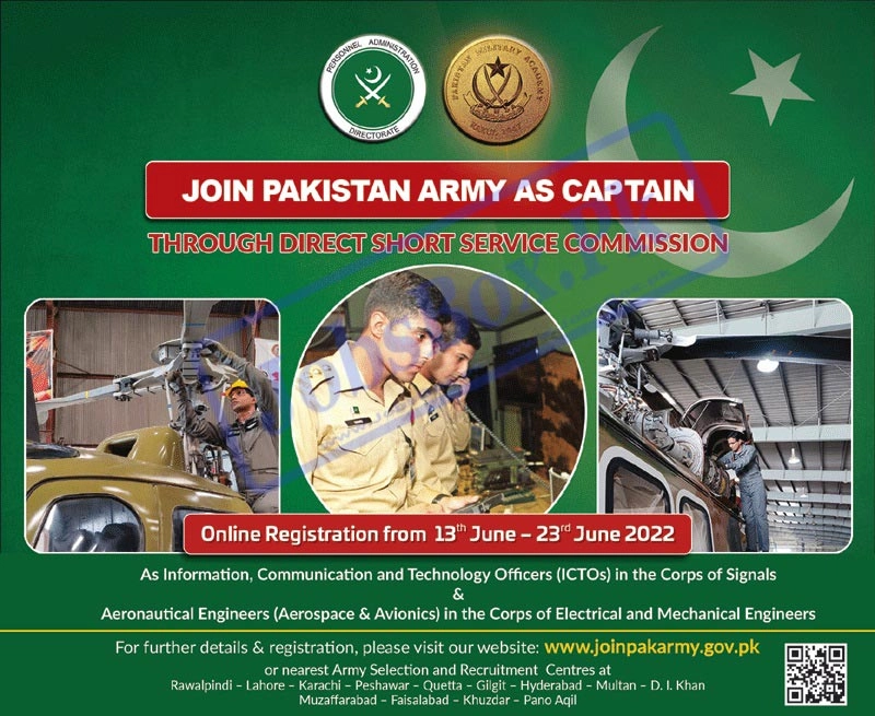 Join Pak Army as Captain Jobs 2022 Fill Online Registration Form Today