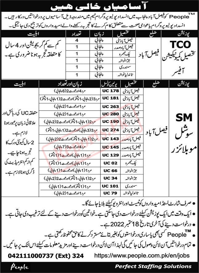 Latest People Punjab Polio Eradication Program Jobs 2022 in Faisalabad