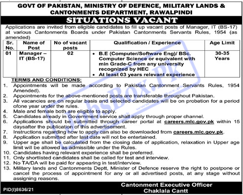 Ministry Of Defence Rawalpindi Jobs