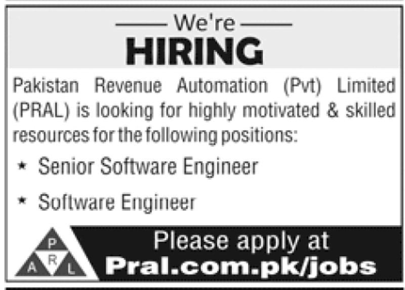 Pakistan Revenue Automation Limited PRAL Jobs 2022