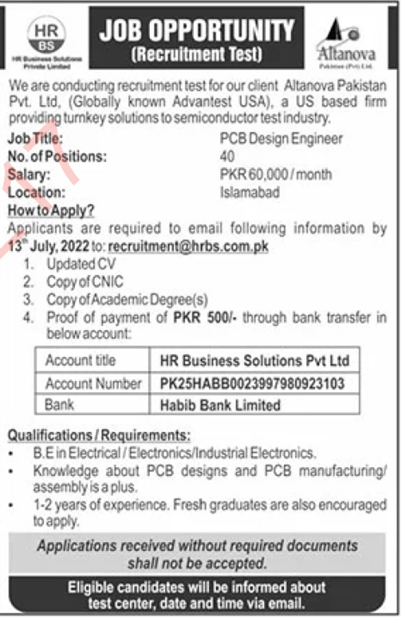 Altanova Pakistan Private Limited Jobs 2022