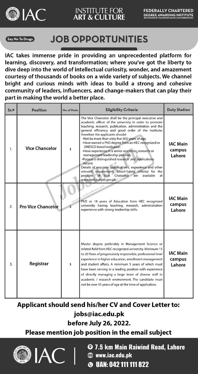 Institute for Arts and Culture IAC Jobs 2022 latest