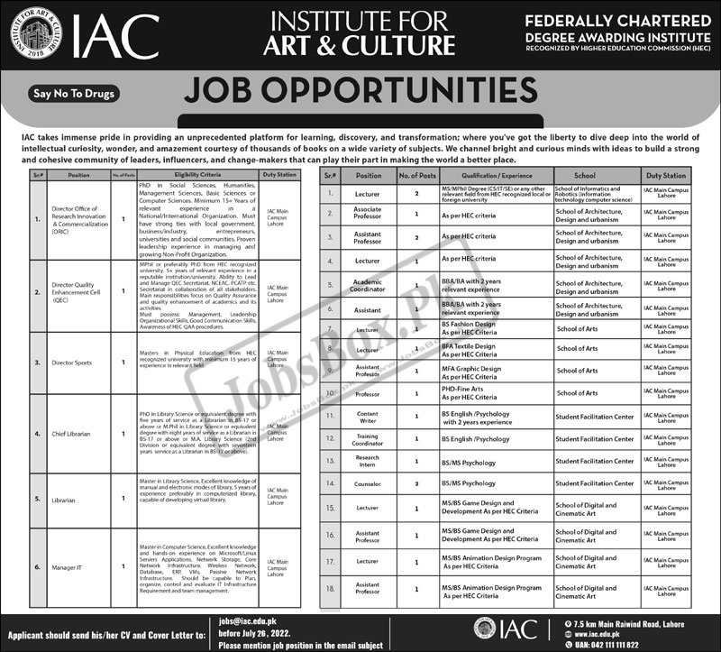 Institute for Arts and Culture IAC Jobs 2022 