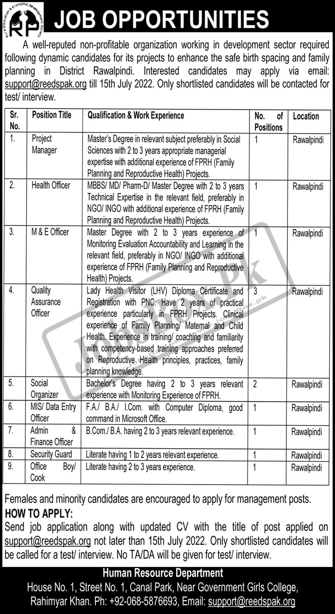 Jobs in Rawalpindi Non-Profit Organization