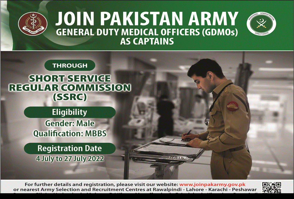 Join Pak Army GDMO Jobs 2022 through SSRC