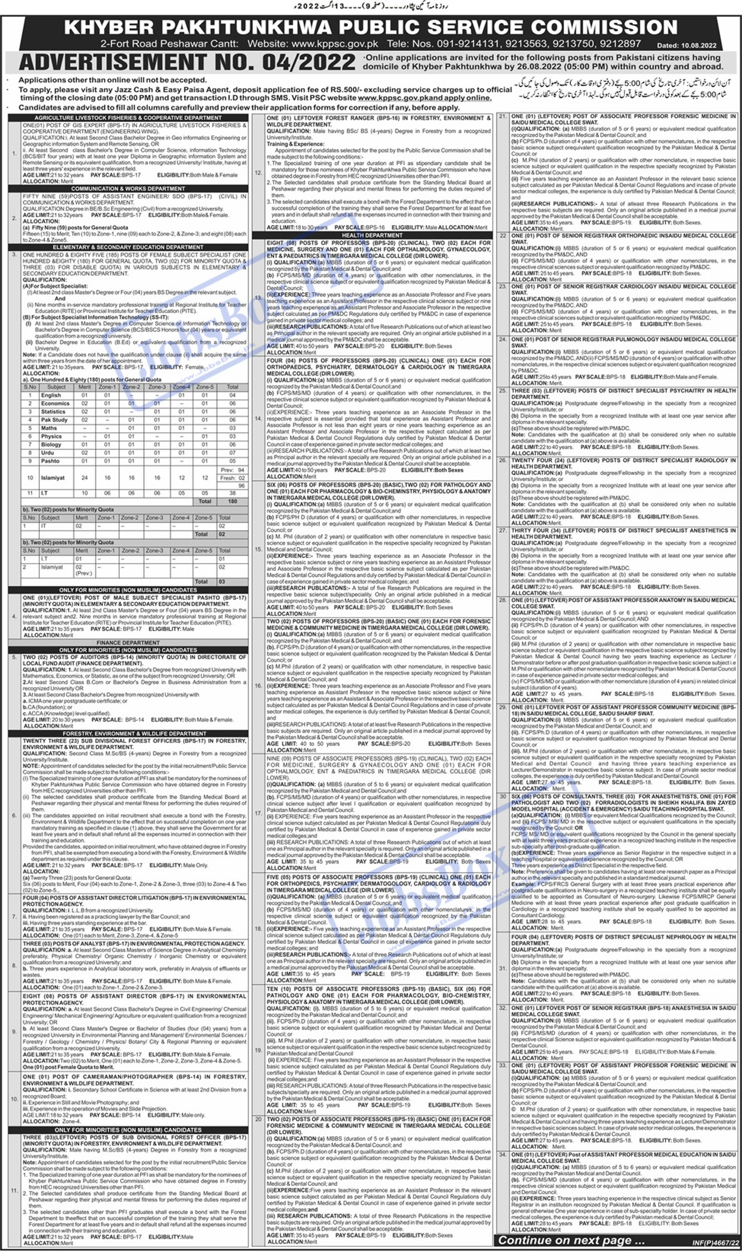 KPPSC Jobs 2022 Advertisement No. 04