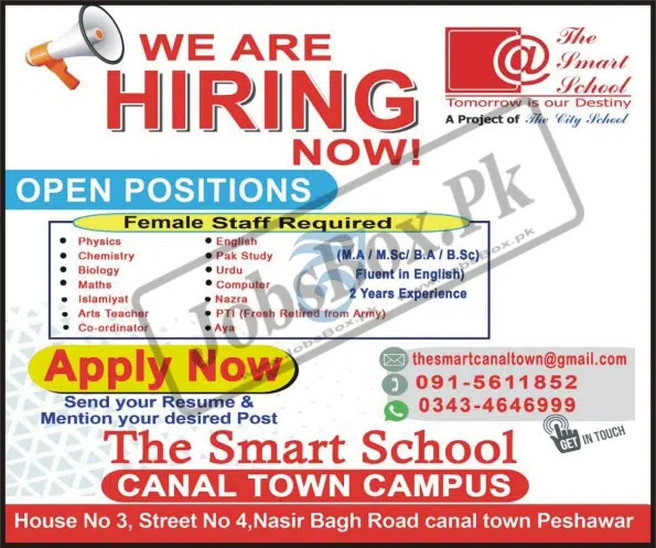 The Smart School Canal Town Campus Peshawar Jobs 2022