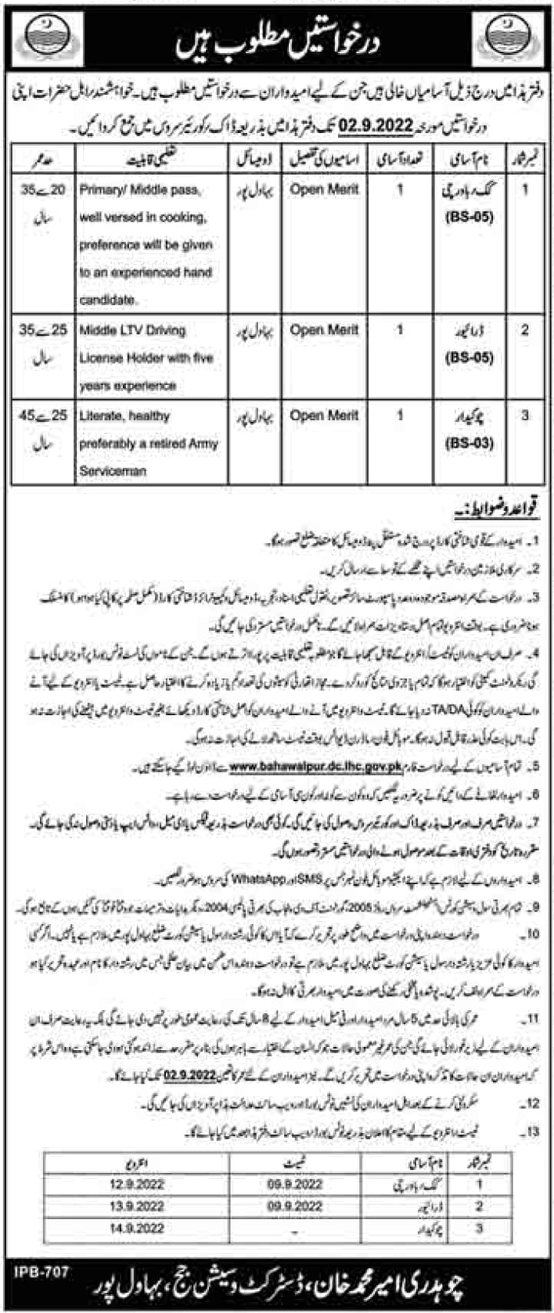 District and Session Courts Bahawalpur Jobs 2022