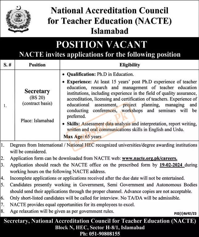 National Accreditation Council For Teacher Education Jobs 2024