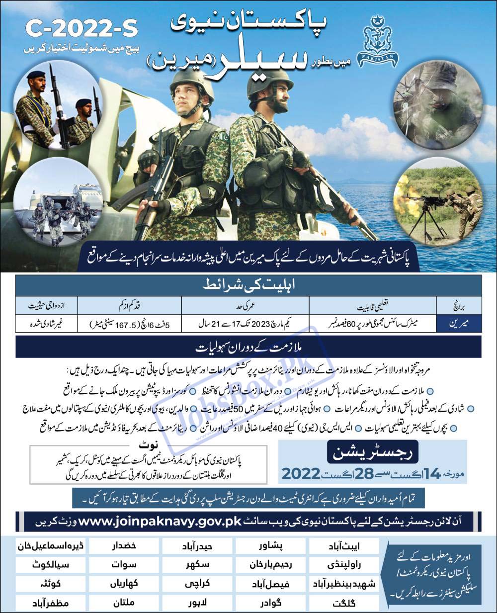 Online Registration to Join Pak Navy As Sailor (Marine) Batch C-2022-S