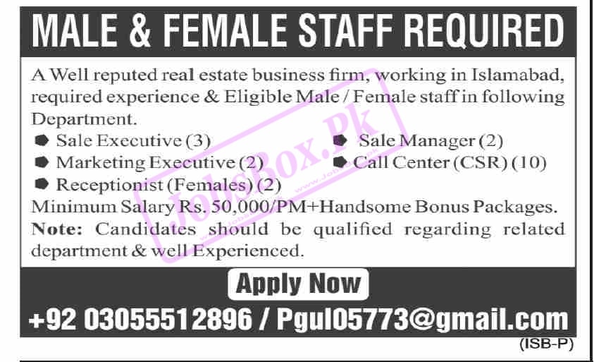 Private Jobs in Islamabad for Males and Females
