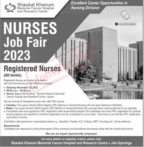 Shaukat Khanum Hospital Lahore Jobs 2023